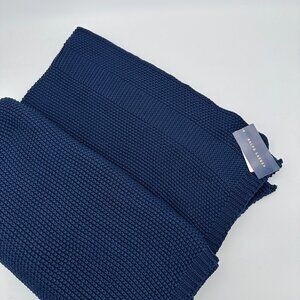 Ralph Lauren Pursell Cotton Knit Textured Pattern 54" x 72" Throw Blanket,‎ Navy
